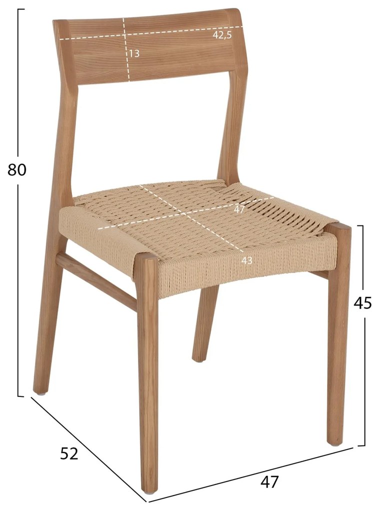 ΚΑΡΕΚΛΑ PONTUS  RUBBERWOOD ΜΕ ΚΑΘΙΣΜΑ ΣΧΟΙΝΙ- ΦΥΣΙΚΟ 47X52X80Υεκ.