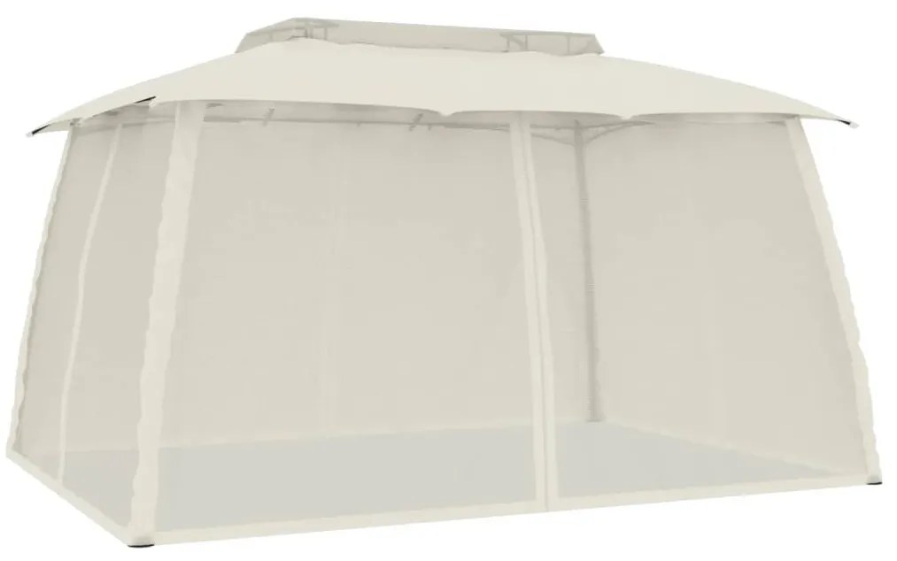 vidaXL Κιόσκι με Διπλούς Τοίχους/Δίχτυ Κρεμ 3,93x2,93 μ. από Ατσάλι