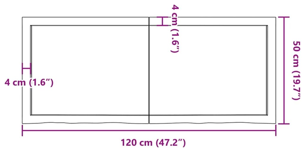 Επιφ Τραπεζιού Αν Καφέ 120x50x(2-6)εκ. Επεξ. Μασίφ Ξύλο Δρυός - Καφέ