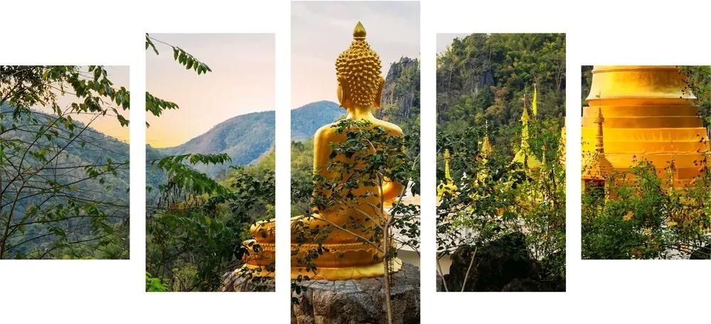 Άποψη εικόνας 5 μερών του χρυσού Βούδα