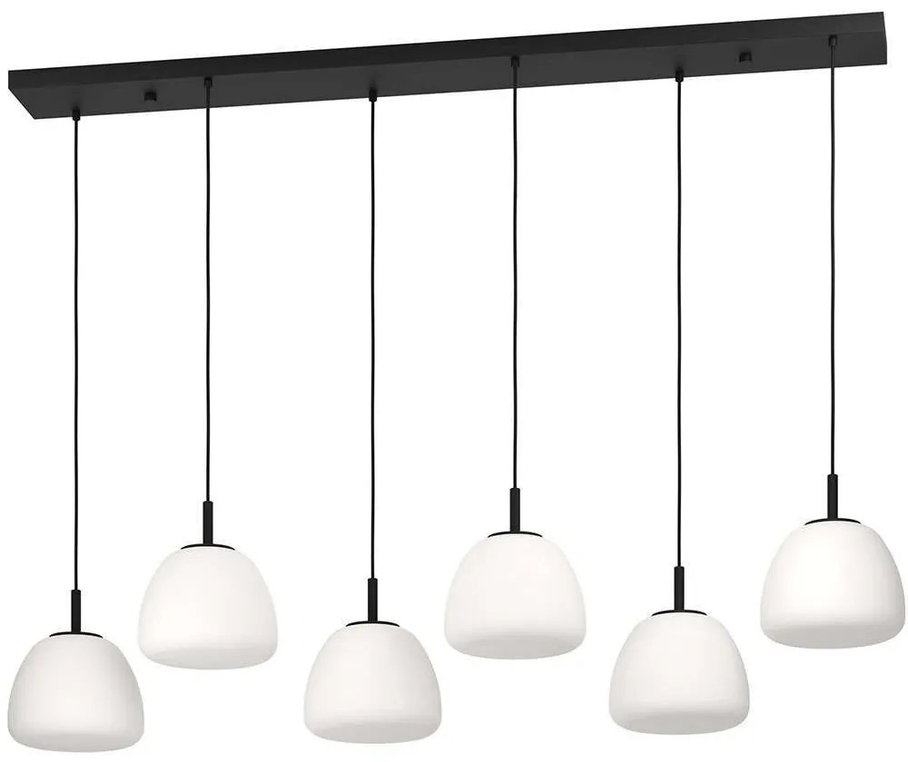 Φωτιστικό Οροφής - Ράγα Balmes 390203 144,5x22x150cm 6xE27 40W Black-White Eglo Steel,Opaline