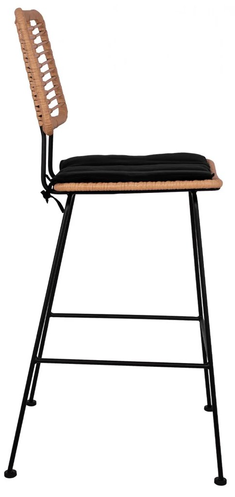 Σκαμπό Μπαρ ALLEGRA C5455 Μεταλλικό με Μπέζ Wicker &amp; Μαξιλάρι 46,5x55x117,5Υ εκ. 46.5x55x117.5 εκ.