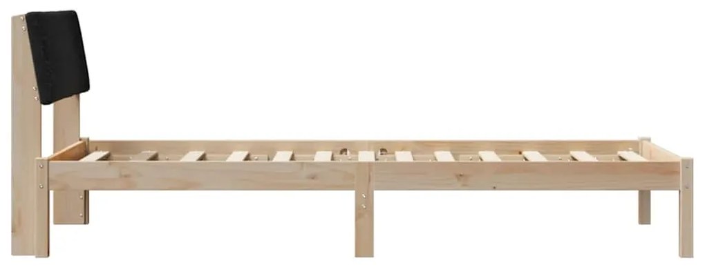 vidaXL Σκελετός Κρεβατιού Καφέ και μαύρο 90 x 190 cm Μασίφ ξύλο πεύκου