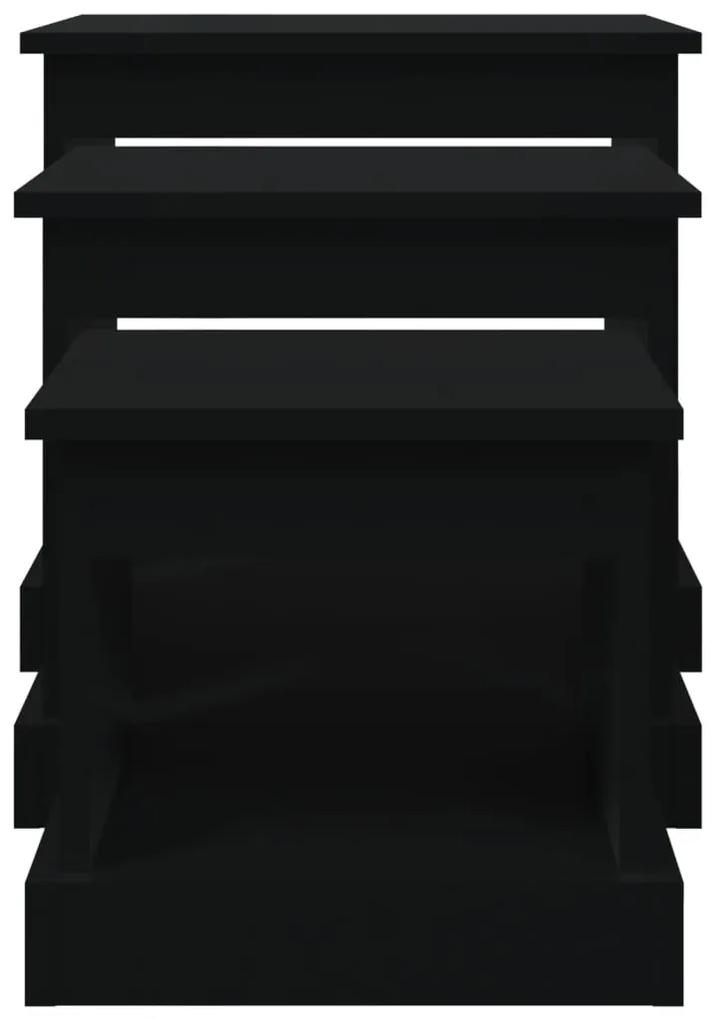 vidaXL Τραπεζάκια Σαλονιού 3 τεμ. Μαύρα από Επεξεργασμένο Ξύλο