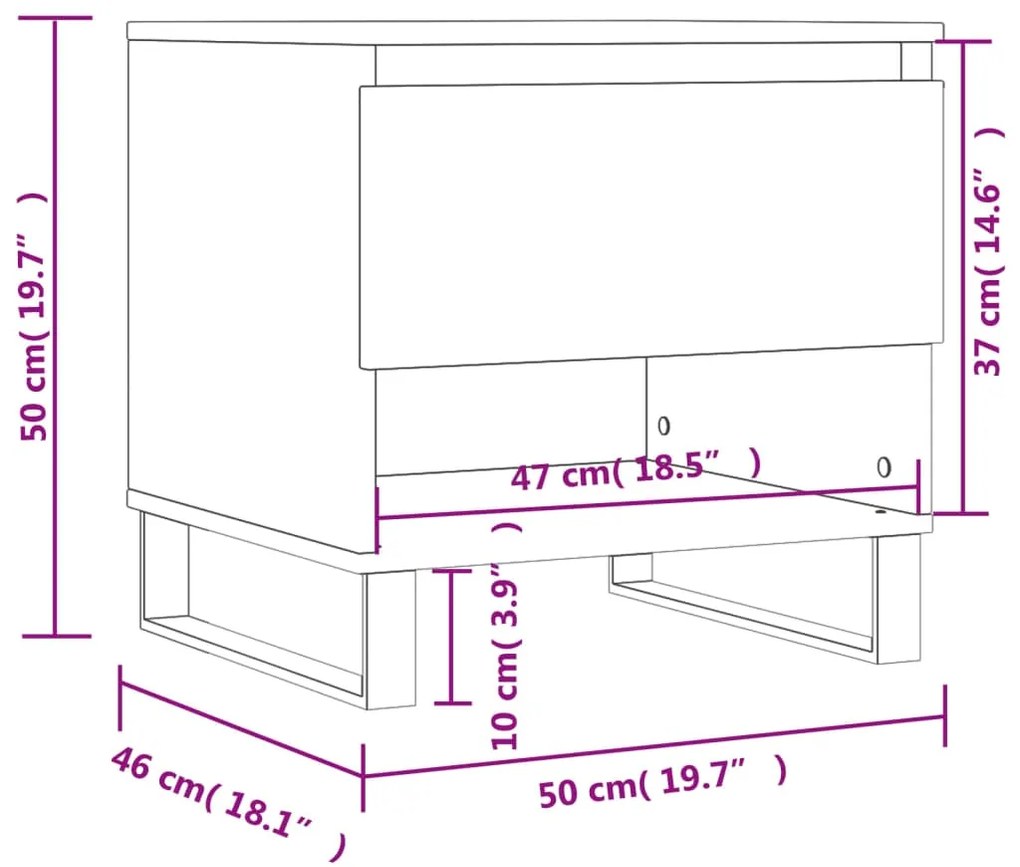 Τραπεζάκι Σαλονιού Γυαλιστ. Λευκό 50 x 46 x 50εκ. Επεξεργ. Ξύλο - Λευκό