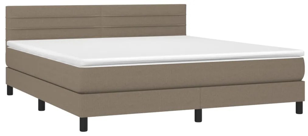 Κρεβάτι Boxspring με Στρώμα Taupe 160x200 εκ. Υφασμάτινο - Μπεζ-Γκρι