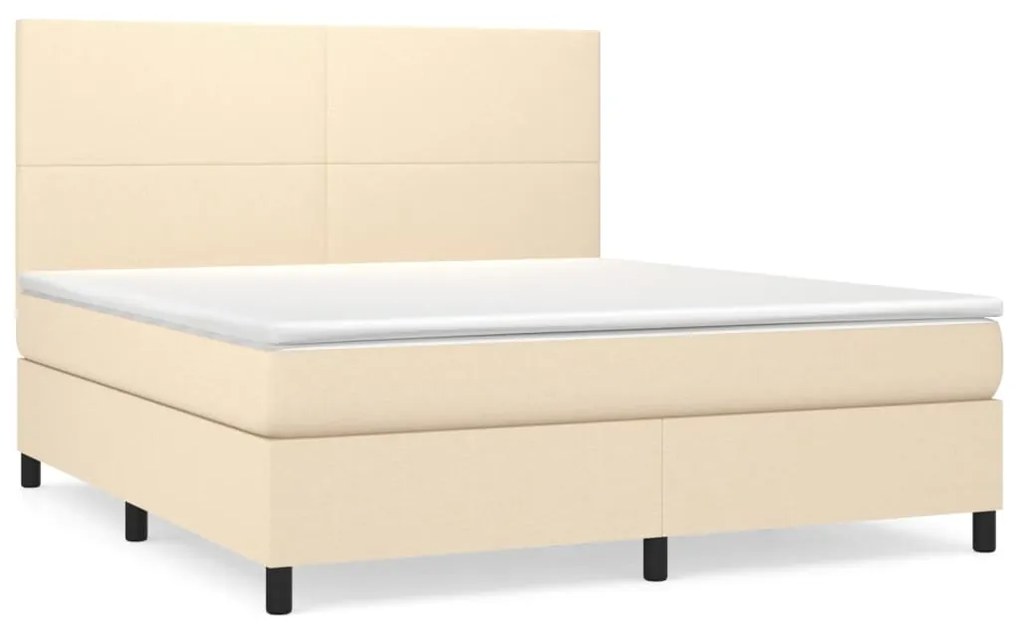 Κρεβάτι Boxspring με Στρώμα Κρεμ 160x200 εκ. Υφασμάτινο - Κρεμ