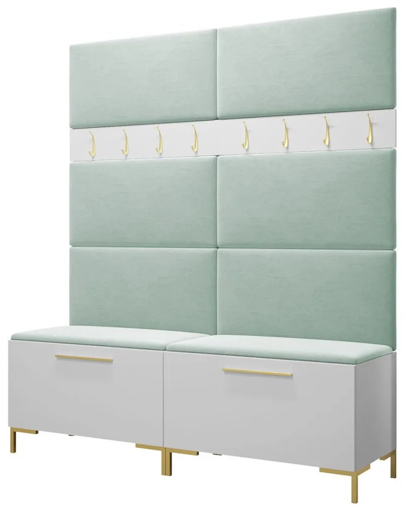 Σετ διαδρόμου Hartford F101, 196x168x46cm, 32 kg, Άσπρο, Ταπισερί, Πλαστικοποιημένη μοριοσανίδα, Εντοιχισμένη, Τοίχου | Epipla1.gr