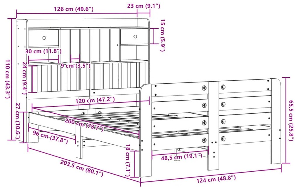 ΚΡΕΒΑΤΙ ΒΙΒΛΙΟΘΗΚΗ ΧΩΡΙΣ ΣΤΡΩΜΑ 120X200 ΕΚ ΜΑΣΙΦ ΞΥΛΟ ΠΕΥΚΟΥ 3309961