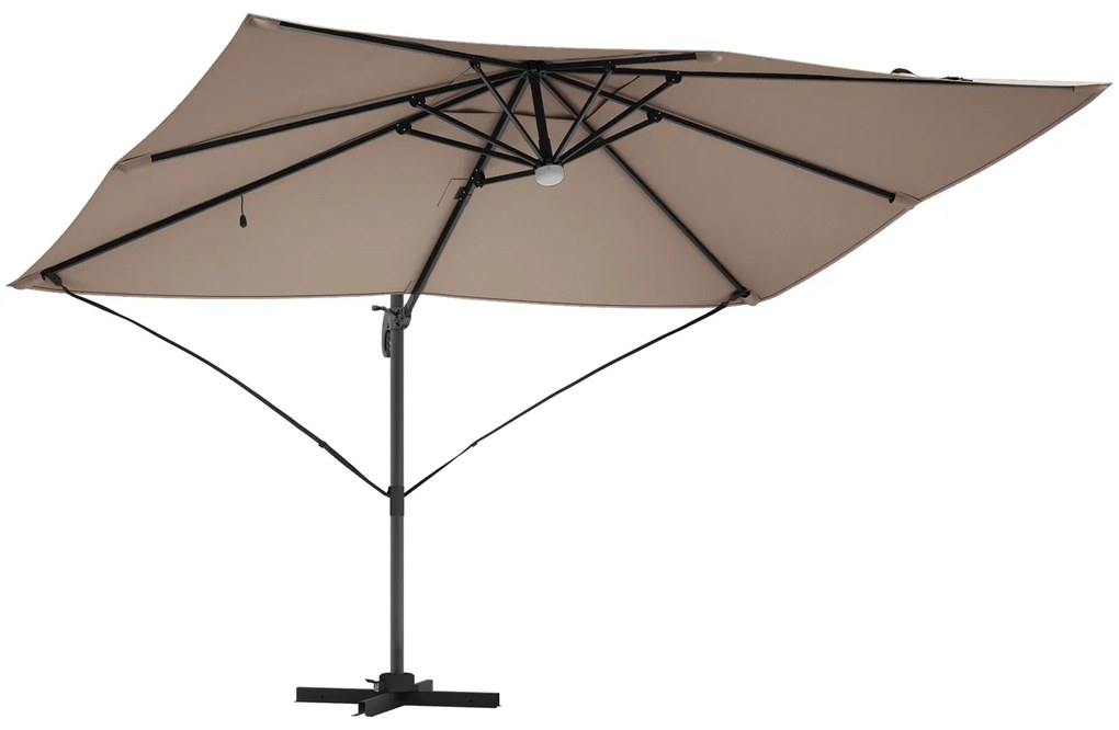 vidaXL Ανθρώπινη Ρωμαϊκή Ομπρέλα με LEDs, Ταυπέ 352x251x265 εκ, Αλουμίνιο