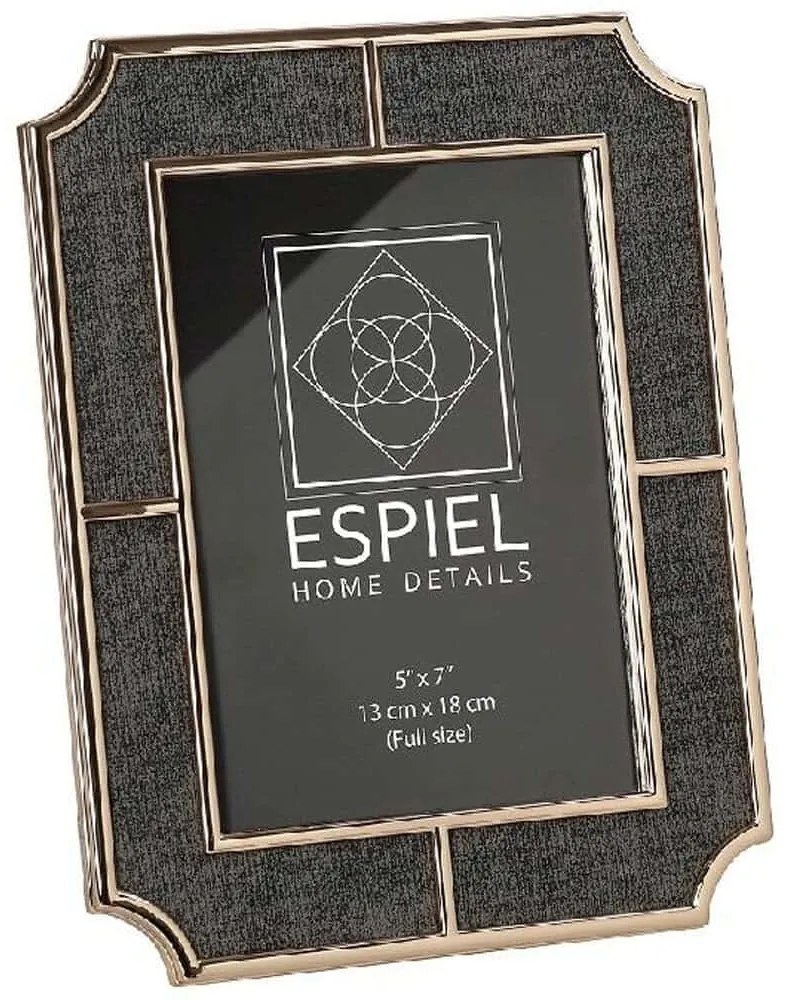 Κορνίζα FAM742 13x18cm Grey Espiel Μέταλλο,Ύφασμα