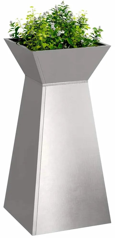 vidaXL Γλάστρα Κήπου με Δίσκο 35x35x73 εκ. από Ανοξείδωτο Χάλυβα