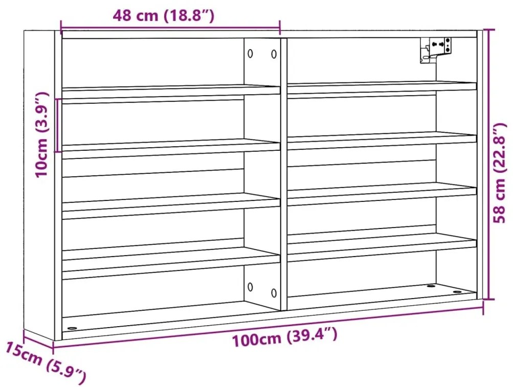 Βιτρίνα Χρώμα Sonoma Δρυς 100x15x58 εκ. από Επεξεργασμένο Ξύλο - Καφέ