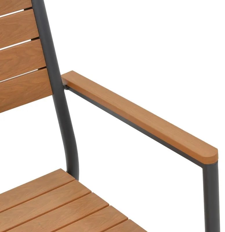 Καρέκλα - Πολυθρόνα Vitality αλουμίνιο ανθρακί- plywood φυσικό 60x56.3x89 εκ. 60x56.3x89 εκ.