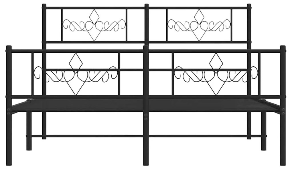 vidaXL Πλαίσιο Κρεβατιού με Κεφαλάρι&Ποδαρικό Μαύρο 150x200εκ. Μέταλλο
