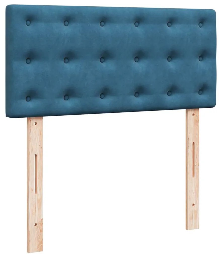 vidaXL Κρεβάτι Boxspring με Στρώμα Μπλε 80 x 200 εκ. Βελούδινο