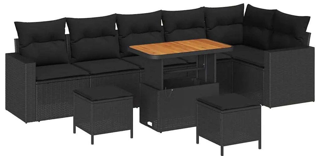 vidaXL Σετ Καναπέ Κήπου 9 pcs Μαύρο συνθετικό ρατάν