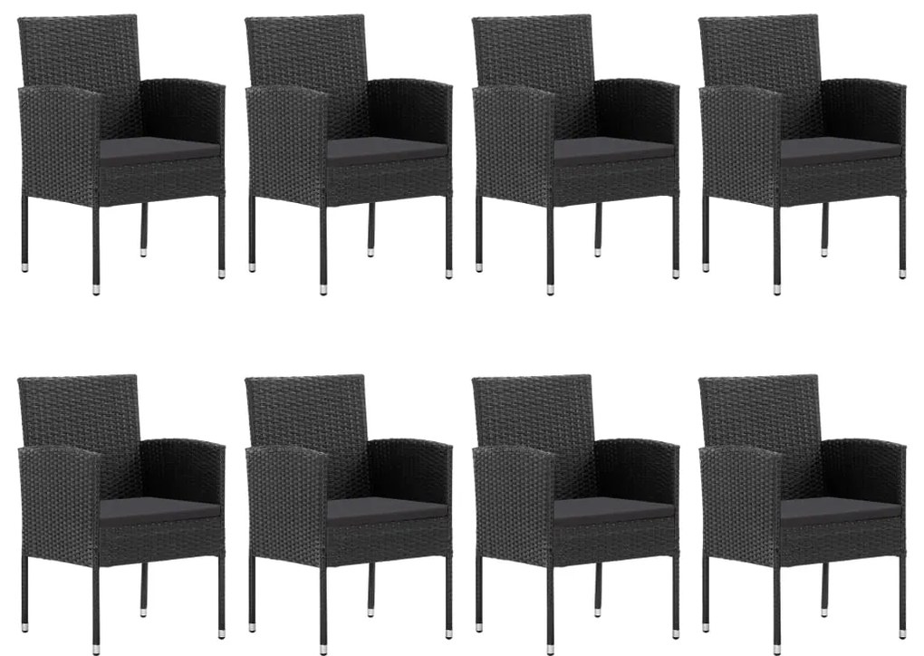 vidaXL Σετ Τραπεζαρίας Κήπου 9 Τεμ. Μαύρο από Συνθετικό Ρατάν / Ατσάλι