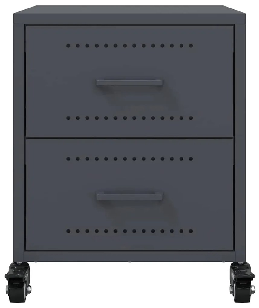 vidaXL Κομοδίνα 2 τεμ. Ανθρακί 36x39x43,5 εκ. από Χάλυβα