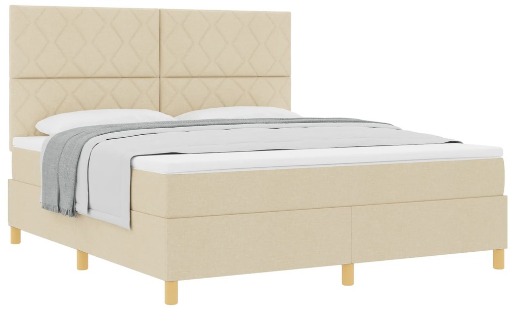 vidaXL Κρεβάτι με ελατήρια με στρώμα Κρεμ 180 x 200 cm ύφασμα