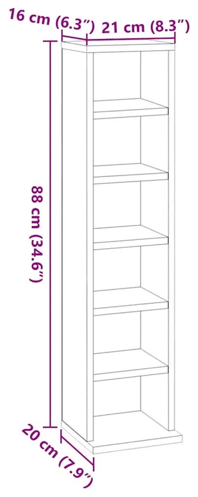vidaXL Έπιπλο για CD Μαύρο 21 x 20 x 88 εκ. από Επεξεργασμένο Ξύλο
