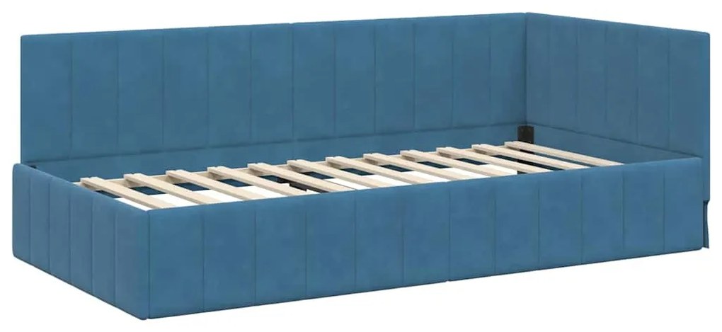 vidaXL Κρεβάτι γωνίας με στρώμα με στρώμα 2 pcs Μπλε Βελούδο