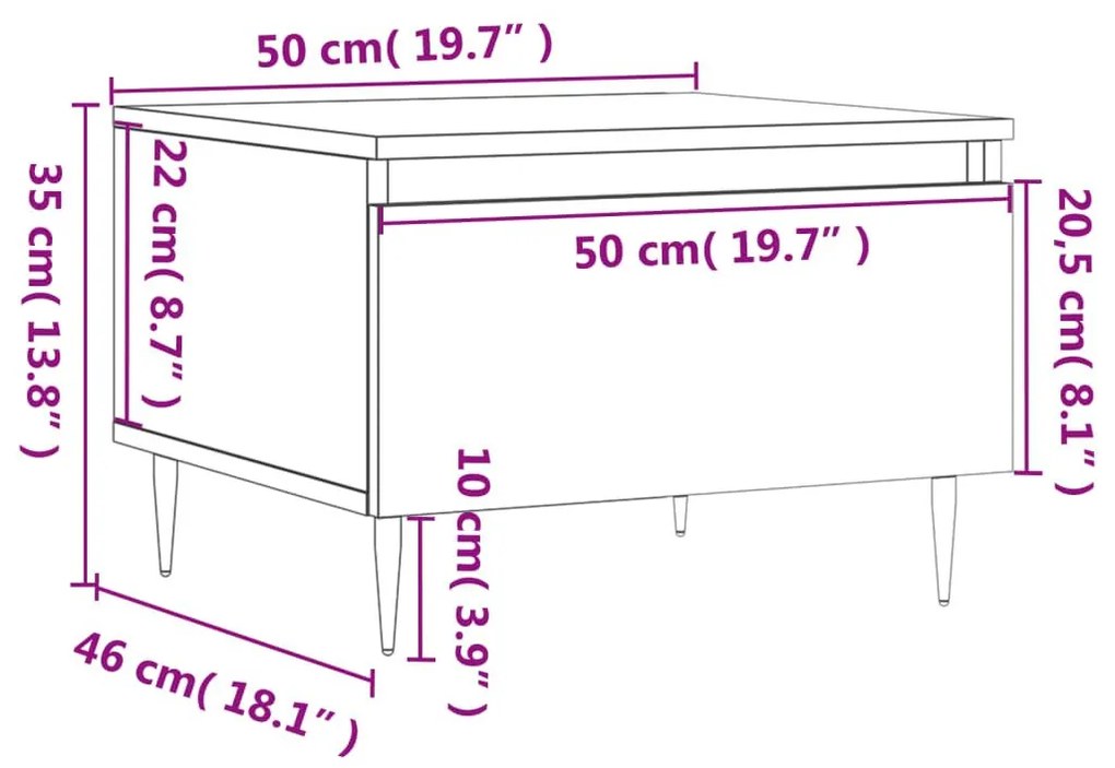 Τραπεζάκι Σαλονιού Μαύρο 50x46x35 εκ. από Επεξεργασμένο Ξύλο - Μαύρο