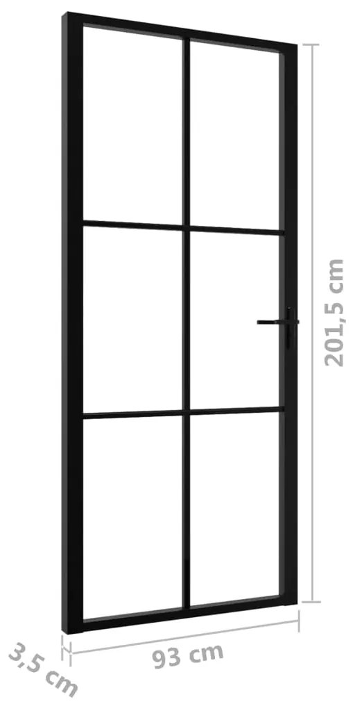 Πόρτα Εσωτερική Μαύρη 93 x 201,5 εκ. από Γυαλί ESG / Αλουμίνιο - Μαύρο