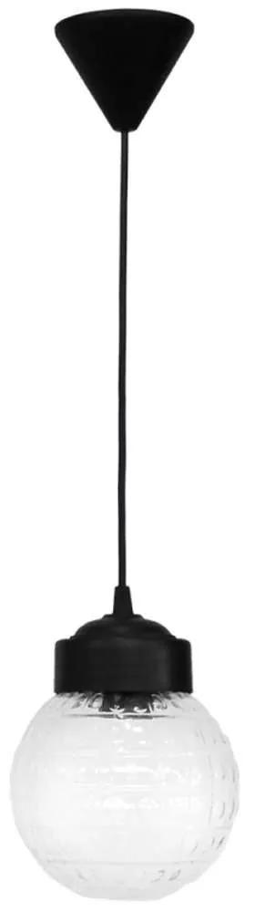 Φωτιστικό Οροφής Lp-110K 11-0267 Βιδωτό Γυαλί Σφαιράκι Clear Φ15cm 90cm Black Heronia