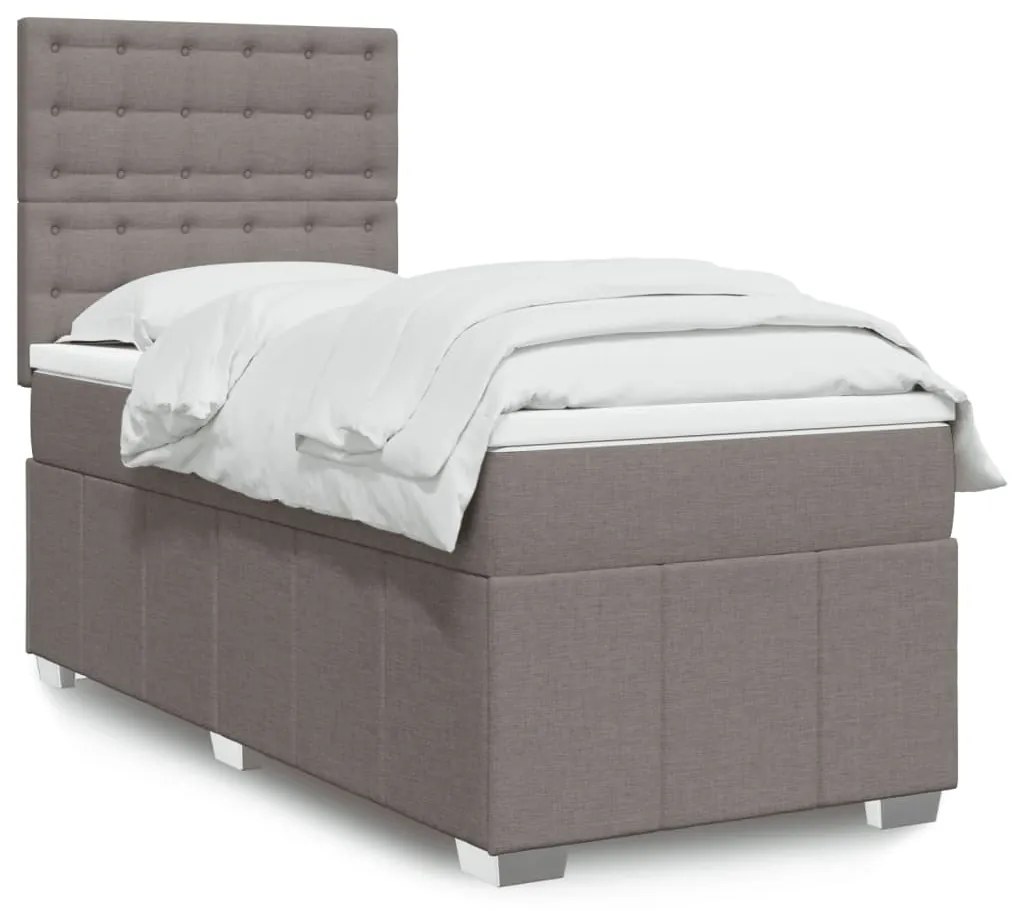 vidaXL Κρεβάτι Boxspring με Στρώμα Taupe 80x200 εκ. Υφασμάτινο