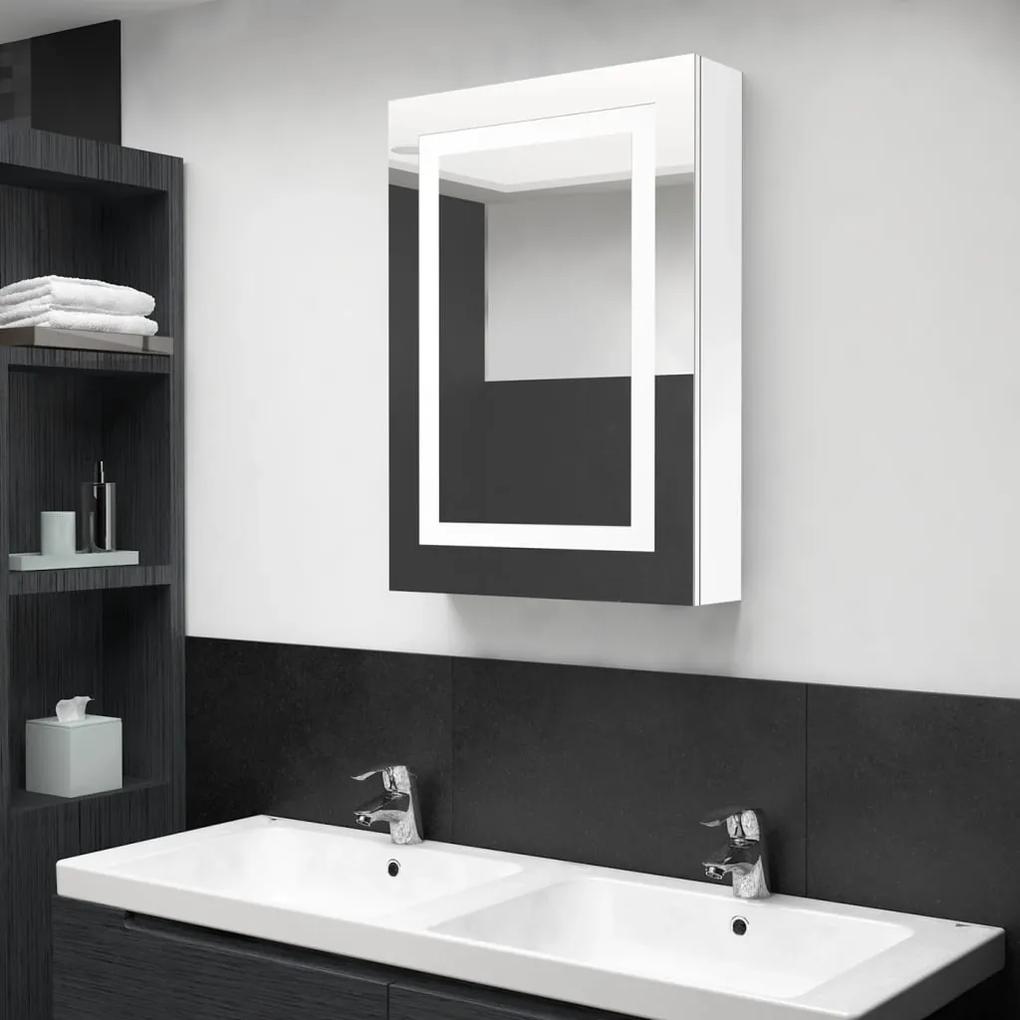 Καθρέφτης Μπάνιου με Ντουλάπι &amp; LED Λαμπερό Λευκό 50x13x70 εκ.