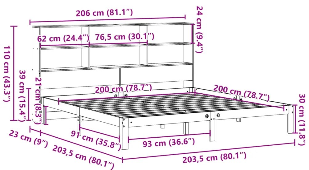 ΚΡΕΒΑΤΙ ΒΙΒΛΙΟΘΗΚΗ ΧΩΡΙΣ ΣΤΡΩΜΑ 200X200 ΕΚ ΜΑΣΙΦ ΞΥΛΟ ΠΕΥΚΟΥ 3322571