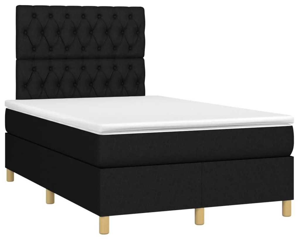 vidaXL Κρεβάτι Boxspring με Στρώμα &amp; LED Μαύρο 120x200 εκ. Υφασμάτινο