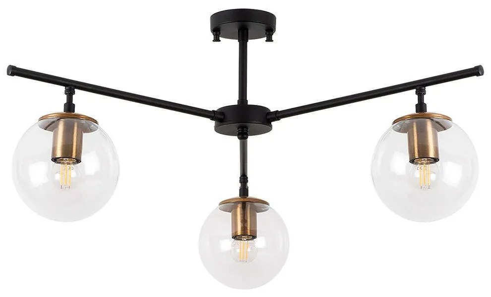 Φωτιστικό Οροφής - Πλαφονιέρα Atmaca 942FLG1101 70x70x39cm 3xE14 15W Black-Clear Opviq