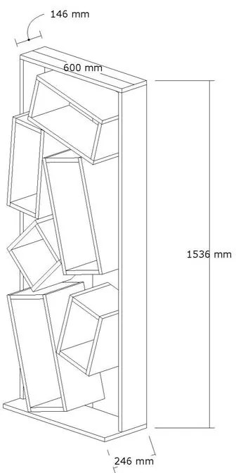 Βιβλιοθήκη Jamey sonoma-μαύρο 60x24x153,6εκ 60x24x153.6 εκ.