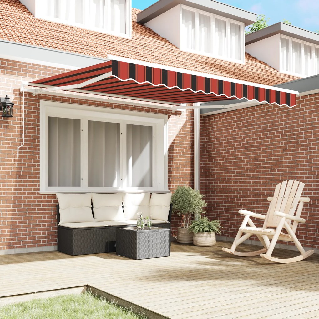 vidaXL Manual Retractable Awning Κόκκινη και Καφετιά 300x250 cm