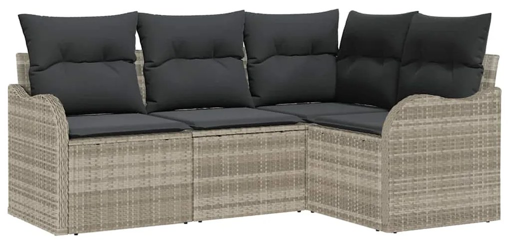 vidaXL Σετ Καναπέ Κήπου με μαξιλάρι 4 pcs Ανοιχτό γκρι Πολυ ράταν
