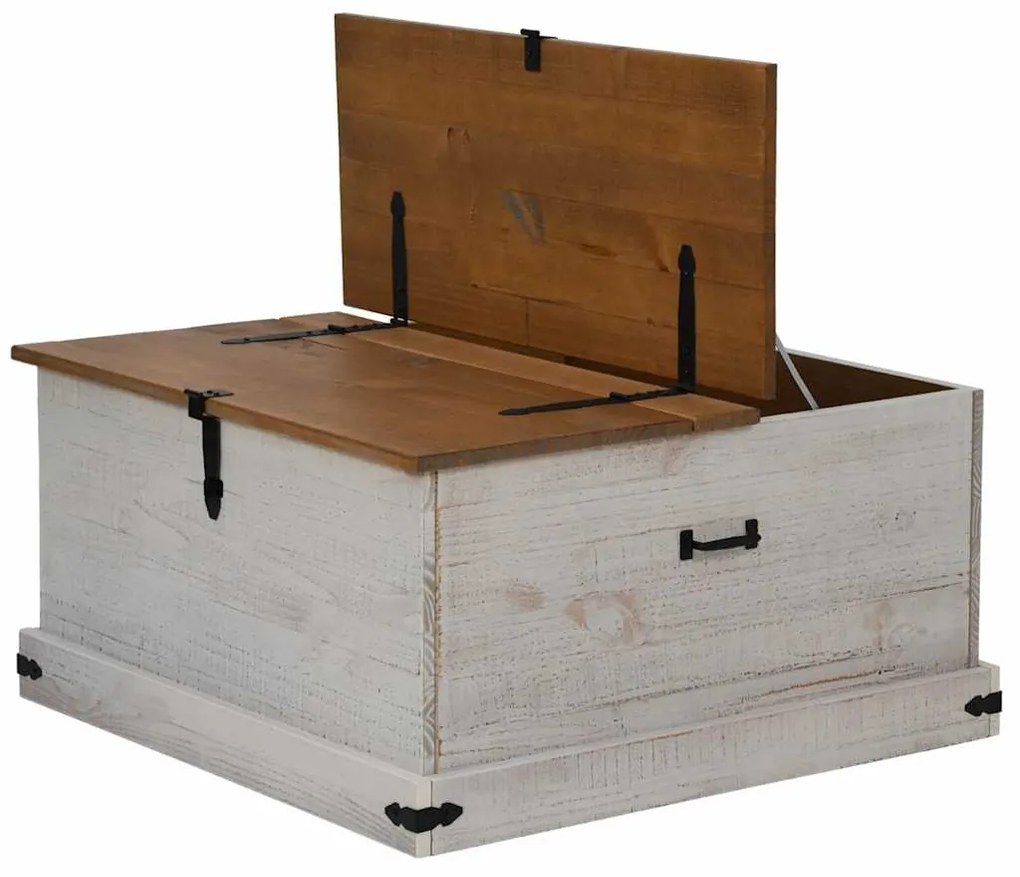 vidaXL Σεντούκι αποθήκευσης HALDEN Λευκό 91x91x47 cm Στερεό ξύλο πεύκο