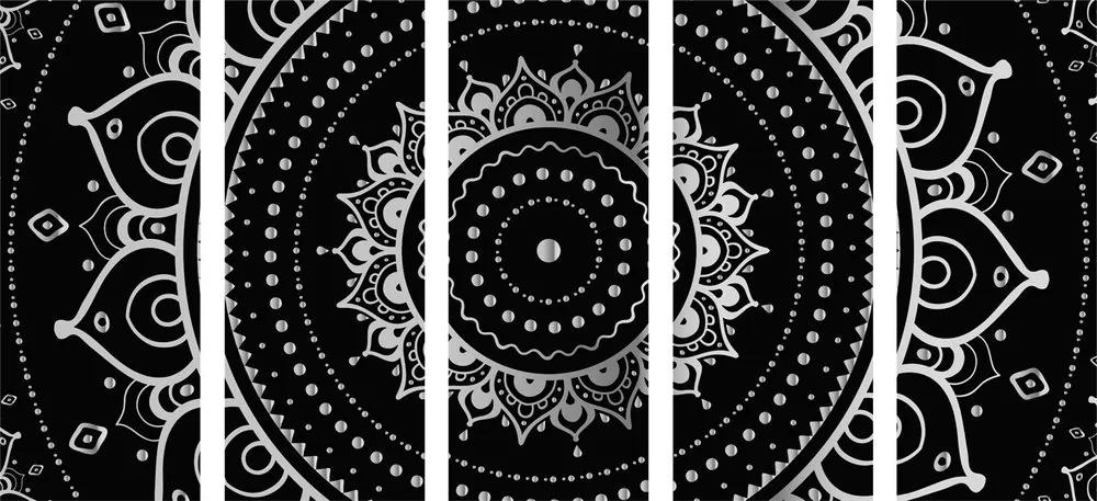 Εικόνα 5 μερών Mandala σε ασπρόμαυρο - 100x50
