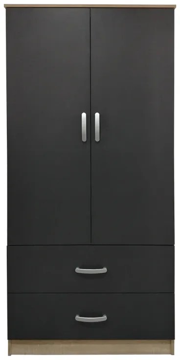 Ντουλάπα δίφυλλη με 2 συρτάρια Lego pakoworld σε sonoma-ανθρακί απόχρωση 80x42x180εκ