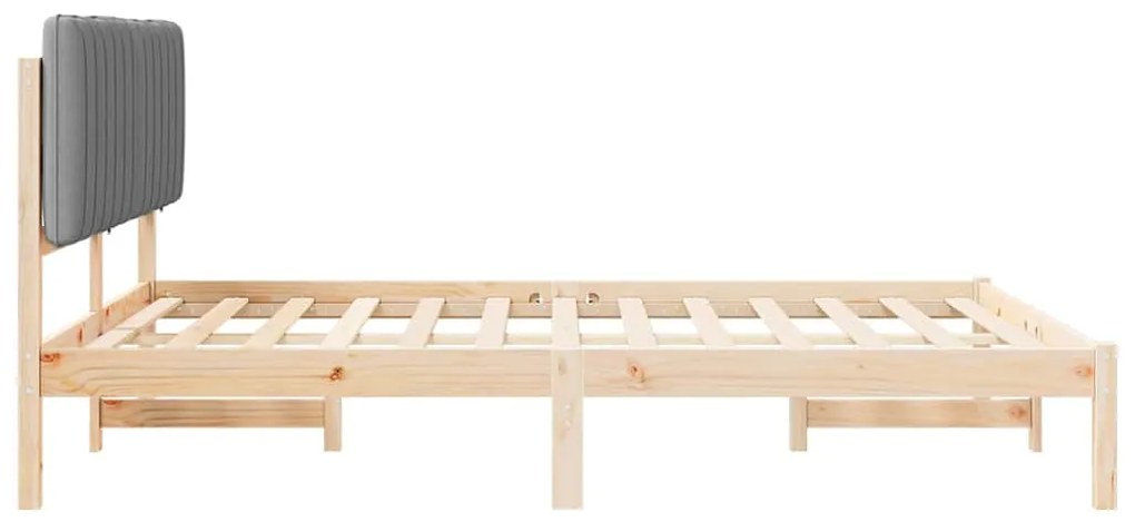 vidaXL Σκελετός Κρεβατιού με Επενδεδυμένο Κεφαλάρι Ανοιχτό γκρι