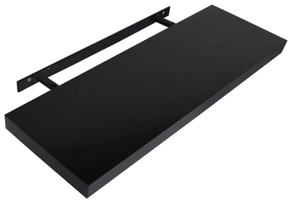 vidaXL Ράφια Τοίχου 2 τεμ. Μαύρα 100 x 20 x 3,8 εκ.