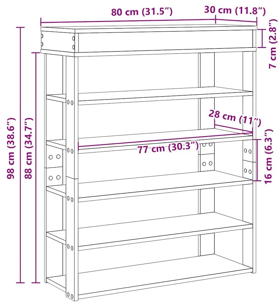 ΡΑΦΙ ΠΑΠΟΥΤΣΙΩΝ  ΓΚΡΙ SONOMA 80X30X98 CM ΚΑΤΑΣΚΕΥΑΣΜΕΝΟ ΞΥΛΟ 859937