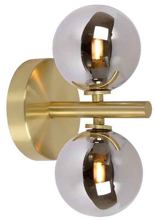 Φωτιστικό Επίτοιχο Lucide 45274-02-02 TYCHO Χρυσό Χρώμα (Gold Coloured)|Φυμέ (Smoke)