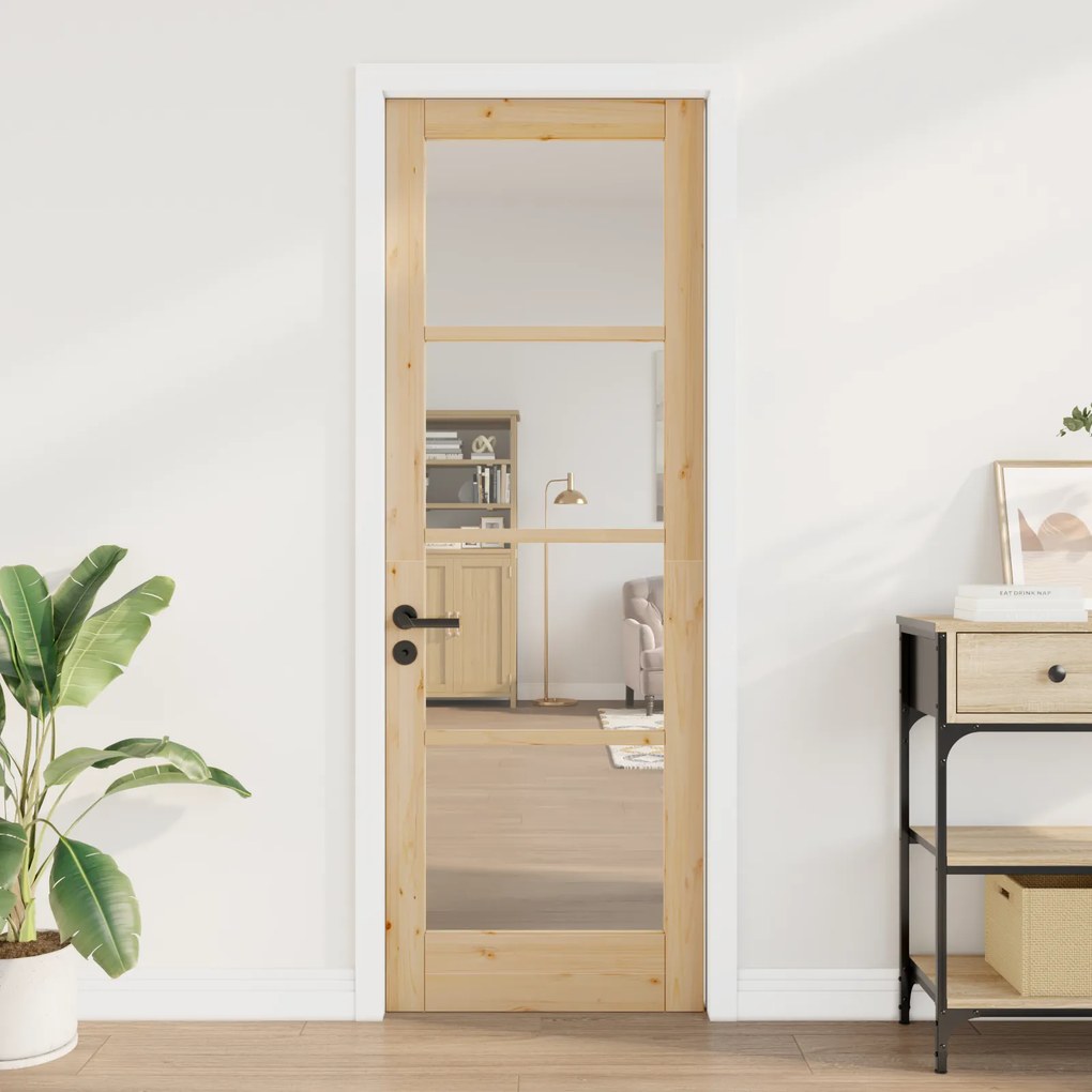 vidaXL Εσωτερική Πόρτα με Γυαλί Καφέ 73.5 x 211 εκ