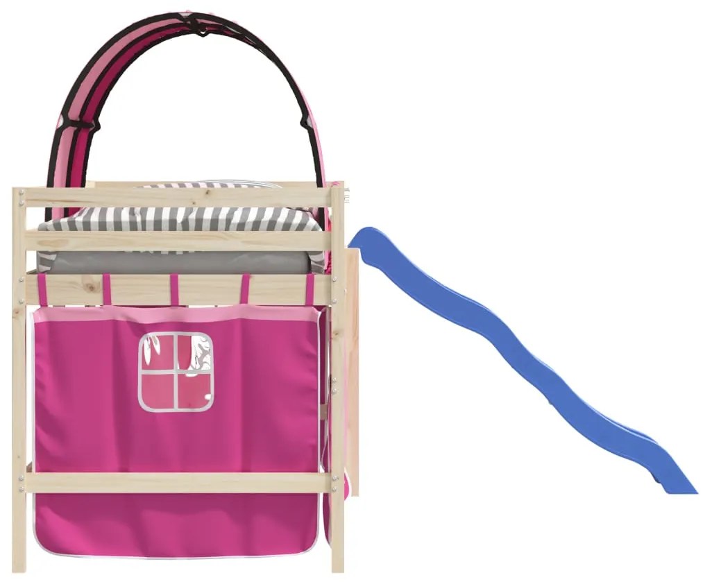 vidaXL Κουρτίνες για Κρεβάτι Κουκέτα με Τούνελ Ροζ από Πολυεστέρα