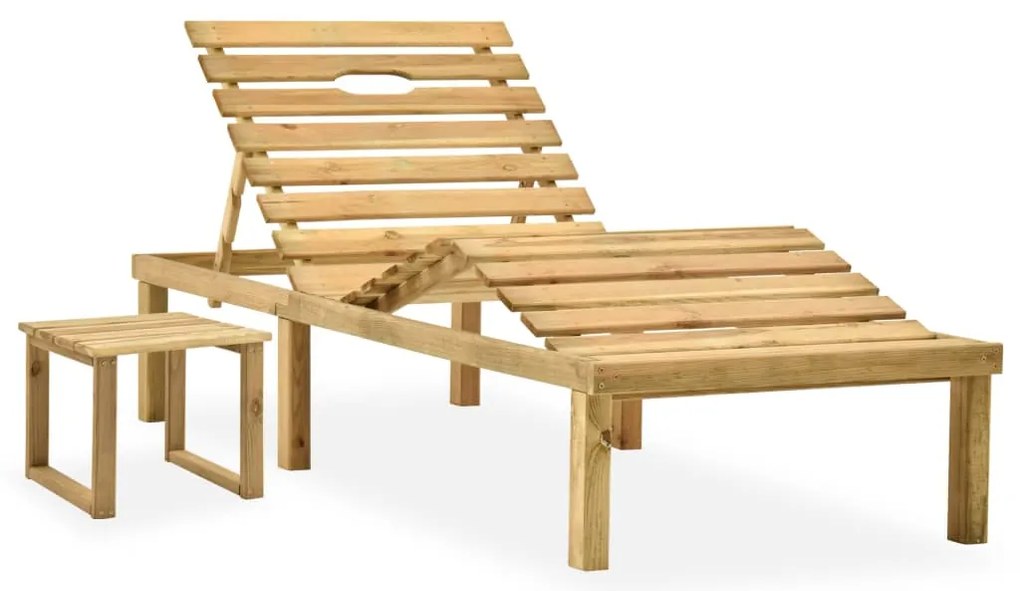 vidaXL Ξαπλώστρα Κήπου από Εμποτ. Ξύλο Πεύκου με Τραπεζάκι & Μαξιλάρι