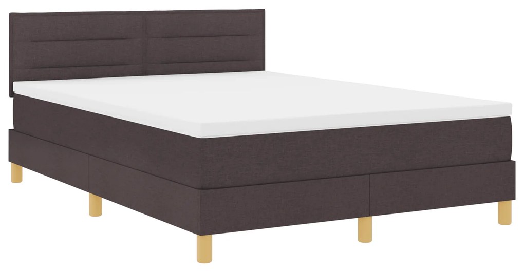 vidaXL Κρεβάτι με Βάθρο και Στρώμα Σκούρο Καφέ 140x200 εκ. Υφασμάτινο