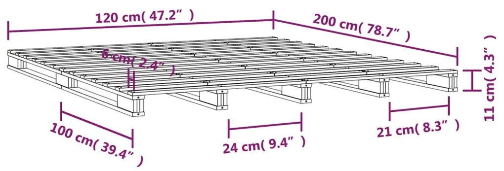 Κρεβάτι από Παλέτες 120 x 200 εκ. από Μασίφ Ξύλο Πεύκου 821387