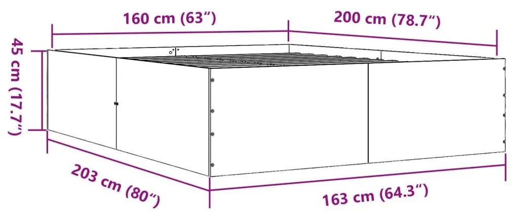 Πλαίσιο Κρεβατιού Καφέ Δρυς 160x200 εκ. Επεξεργασμένο Ξύλο - Καφέ